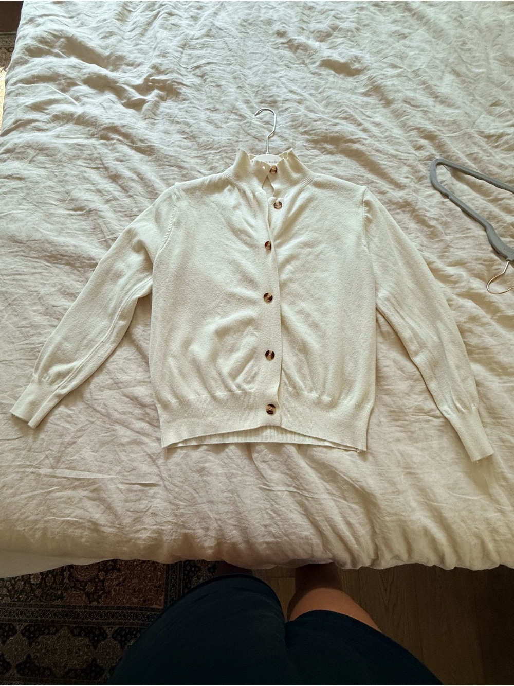 Classic Cream Button-Front Women's Sweater Cardigan